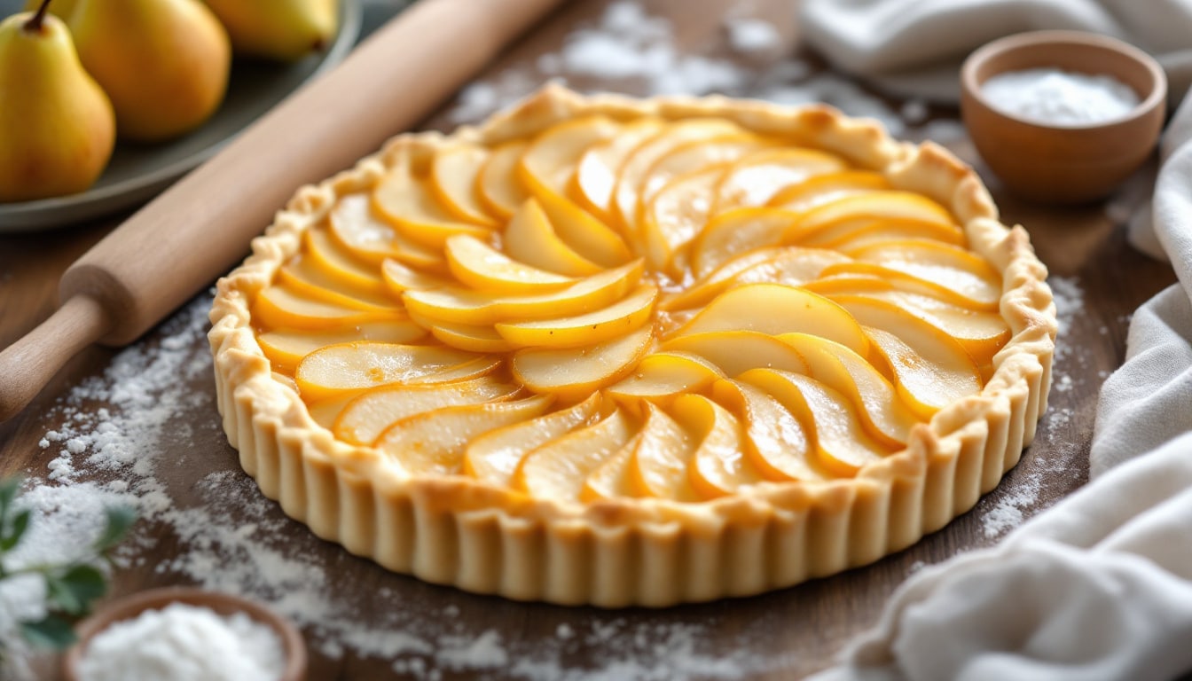 découvrez une recette facile et délicieuse de tarte aux poires, parfaite pour un dessert gourmand et rapide à préparer.