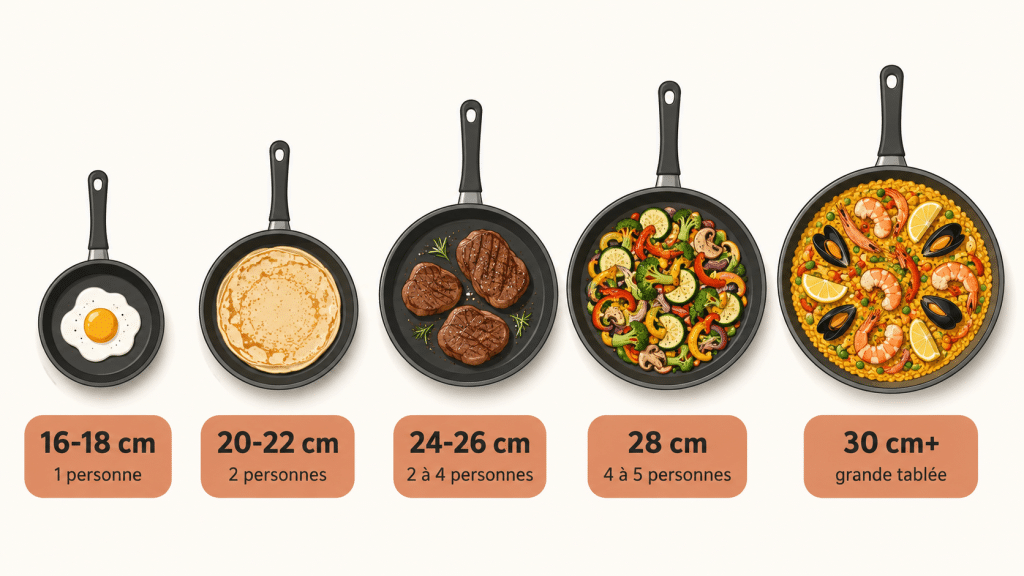 Quelle taille de poêle choisir selon le nombre de personnes à table ?