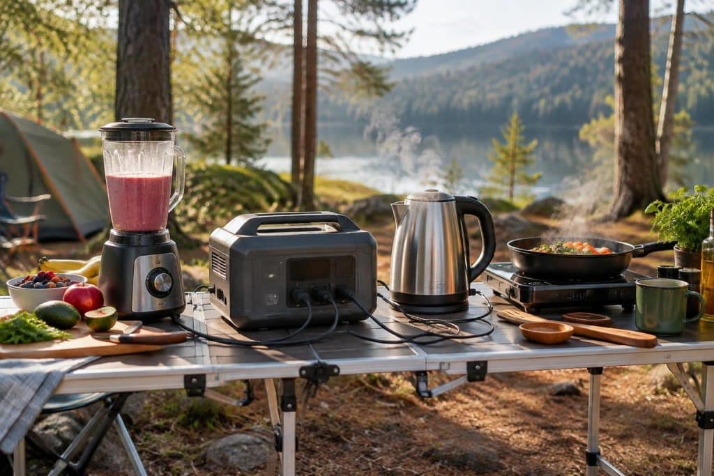 Blender, bouilloire, plaque : cuisiner en camping avec une station électrique